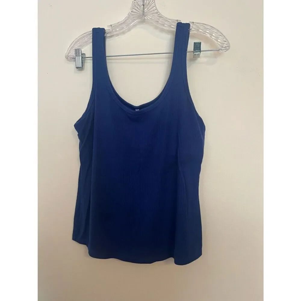Soma Navy Ribbed Scoop Neck Tank Top